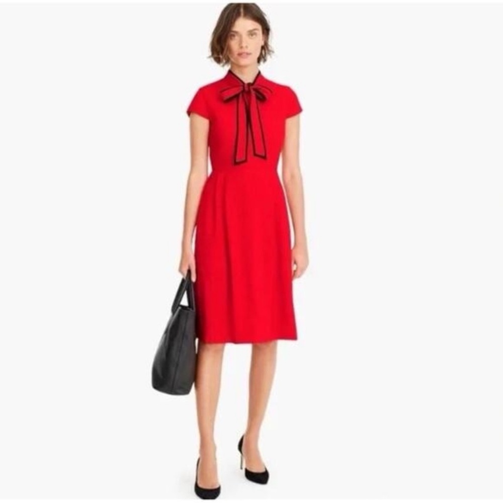 LIKE NEW J.Crew Bow Tie Neck Dress in 365 Crepe